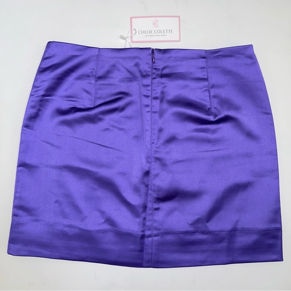 Chloe Colette Jenny Satin Mini Skirt Purple XS High Waist Party Clubwear - Picture 3 of 9